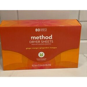 Method Dryer Sheets Ginger Mango 80 Sheet Count Static Control New Discontinued